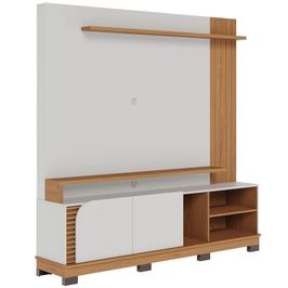 Estante Painel para TV 75 Pol Madrid C05 Off White Matte/Freijó - Mpozenato