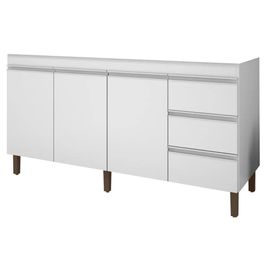 Balcão Gabinete Para Pia 160cm Sem Tampo 3 Portas Karen P14 Branco - Mpozenato