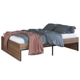 Cama de Casal 140cm Base Aço Artetube A05 Montana/Preto - Mpozenato