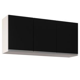 Armário Aéreo de Cozinha 120cm 3 Portas Virgínia Branco/Preto - Lumil