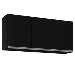 Armário Aéreo de Cozinha 120cm 3 Portas Virgínia Preto - Lumil