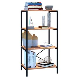 Estante Livreiro Baixa Multiuso 60cm 4 Prateleiras Padova Demolição/Preto - Artefamol