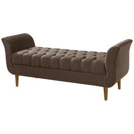 Divã Recamier 130cm Barcelona Suede Marrom - Atraente Móveis