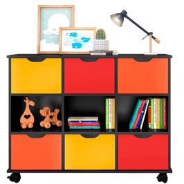 Nicho Organizador com Rodízios Toys 6 Gavetas Q01 Preto/Colorido - Mpozenato