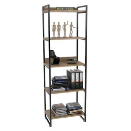 Estante Livreiro Prisma Estilo Industrial 60cm 5 Prateleiras C08 Carvalho - Mpozenato