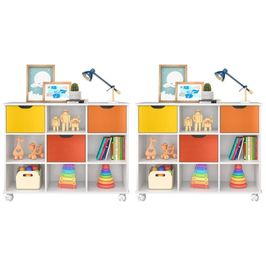 Kit 2 Nichos Organizadores com Rodízios Toys 3 Gavetas Q01 Branco/Colorido - Mpozenato