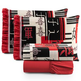 Jogo de Cama Lençol Queen Minuano 100% Algodão 4 Peças - Vermelho
