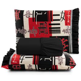 Jogo de Cama Lençol King Minuano 100% Algodão 3 Peças - Preto
