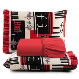 Jogo de Cama Lençol King Minuano 100% Algodão 3 Peças - Vermelho