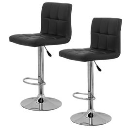 Conjunto 2 Banquetas Confort Gomos Estofada Giratória c/ Regulagem PRETO