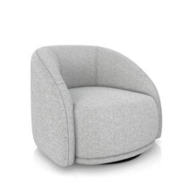 Poltrona Decorativa Jenny Base Giratória em Metal Preto Linho Cinza G45 - Gran Belo