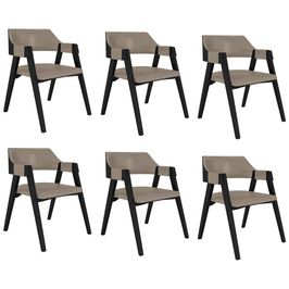 Kit 6 Cadeiras Sala de Jantar e Jogos Carteados Madeira Maciça Poker PU Nude/Preto G42 - Gran Belo