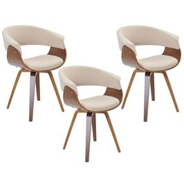 Kit 03 Cadeiras Giratória Decorativa para Sala de Jantar Ohana Linho Bege G56 - Gran Belo