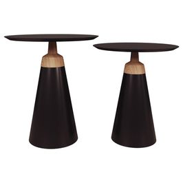 Conjunto Mesa Lateral Decorativa Para Sala de Estar Mandrágora 50x50 e 45x45 Redonda Preto G55 - Gran Belo