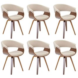Kit 06 Cadeiras Decorativas para Sala de Jantar Ohana Fixa Linho Bege G56 - Gran Belo