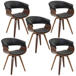 Kit 05 Cadeiras Giratória Decorativa para Sala de Jantar Ohana PU Preto G56 - Gran Belo