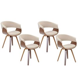 Kit 04 Cadeiras Decorativas para Sala de Jantar Ohana Fixa Linho Bege G56 - Gran Belo