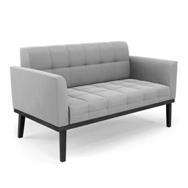 Poltrona Namoradeira Decorativa Karen Pés Fixo em Madeira Preto Suede Cinza G19 - Gran Belo