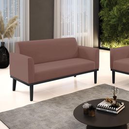 Poltrona Namoradeira Decorativa Isabella Pés Fixo em Madeira Preto Veludo Rose G19 - Gran Belo