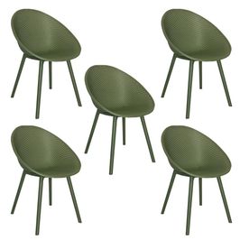 Kit 5 Cadeiras Área Externa de PP Marina com Base Desmontável Verde G56 - Gran Belo