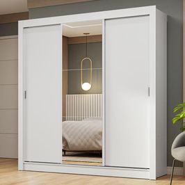 Guarda-Roupa Casal 3 Portas de Correr com Espelho Branco Nobre Madesa Branco
