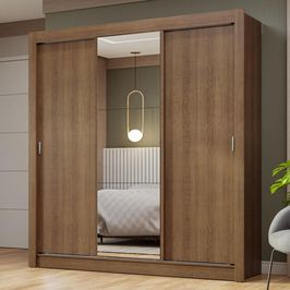 Guarda-Roupa Casal 3 Portas de Correr com Espelho Rustic Nobre Madesa Rustic