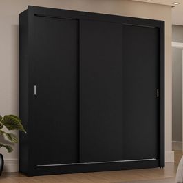 Guarda-Roupa Casal 3 Portas de Correr Preto Sublime Plus Madesa Preto
