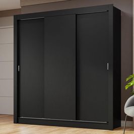 Guarda-Roupa Casal 3 Portas de Correr Preto Nobre Madesa Preto