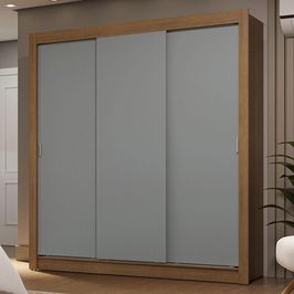 Guarda-Roupa Casal 3 Portas de Correr Rustic/Cinza Sublime Madesa Rustic/Cinza