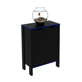 Armário 2 Portas para Escritório Home Office Gamer ME4164 MDP Preto/Azul G69 - Gran Belo