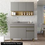 Armário de Cozinha com Balcão sem Tampo 150cm Lina K02 Gris/Freijó - Mpozenato