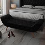 Cabeceira Cama Box Queen 160cm Provença e Recamier Veneto P02 Sintético Preto -Mpozenato