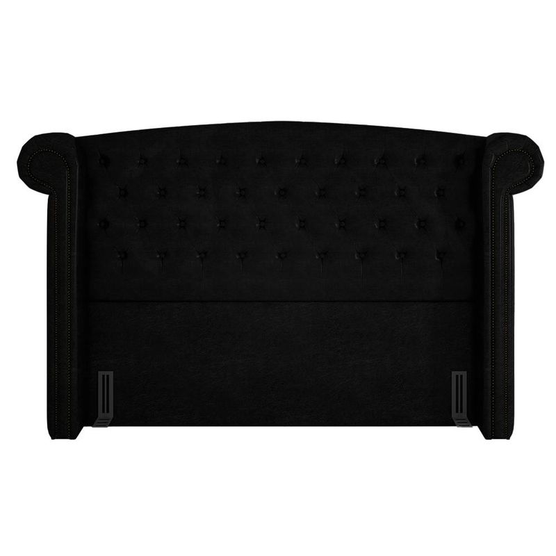 Cabeceira Cama Box Queen 160cm Provença e Recamier Veneto P02 Sintético Preto -Mpozenato