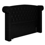 Cabeceira Cama Box Queen 160cm Provença e Recamier Veneto P02 Sintético Preto -Mpozenato