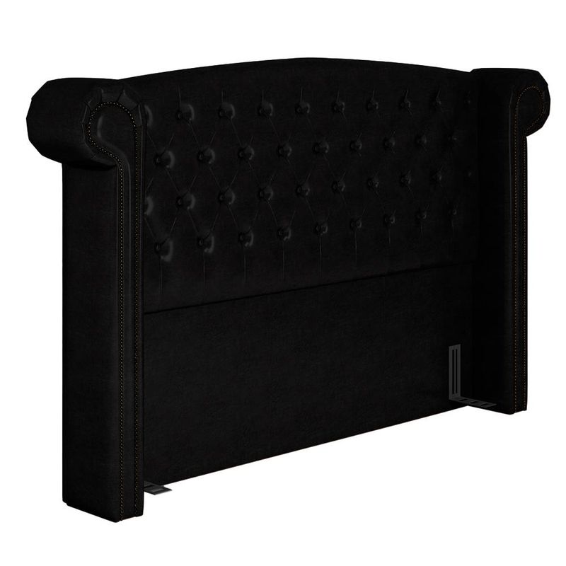 Cabeceira Cama Box Queen 160cm Provença e Recamier Veneto P02 Sintético Preto -Mpozenato