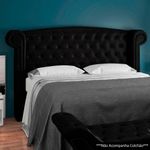 Cabeceira Cama Box Queen 160cm Provença e Recamier Veneto P02 Sintético Preto -Mpozenato