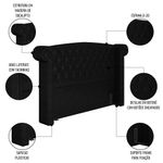 Cabeceira Cama Box Queen 160cm Provença e Recamier Veneto P02 Sintético Preto -Mpozenato