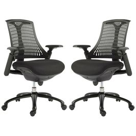 Kit 2 Cadeiras para Escritório Nagoh Office Giratória Preto  G56 - Gran Belo