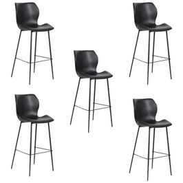 Kit 5 Banquetas Base Aço Fixa Naboo PU Preto G56 - Gran Belo