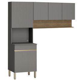 Armário de Cozinha 120cm com Paneleiro Lina K02 Gris/Freijó - Mpozenato