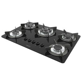 Cooktop Fogatti Safe Ferro Fundido 5 Bocas Tripla Chama GLP Preto / Bivolt