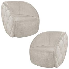 Kit 2 Poltronas Decorativa para Sala 90cm Tressê Zion M22 Bouclê Branco - Mpozenato