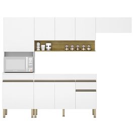 Armário de Cozinha 4 peças Balcão sem Tampo 120cm Lina04 K02 Supremo/Freijó - Mpozenato
