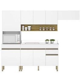 Armário de Cozinha 5 peças Balcão com Pia 150cm Lina20 K02 Supremo/Freijó - Mpozenato
