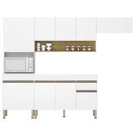 Armário de Cozinha 4 peças Balcão sem Tampo 150cm Lina14 K02 Supremo/Freijó - Mpozenato