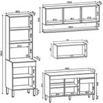 Armário de Cozinha 4 peças Balcão sem Tampo 150cm Lina14 K02 Supremo/Freijó - Mpozenato