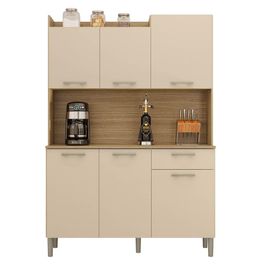 Armário de Cozinha Compacta 121cm Pádua K02 Freijó/Vanilla - Mpozenato