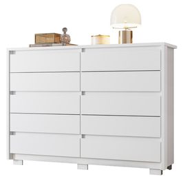 Cômoda para Quarto 10 Gavetas 151cm Duetto Branco - Albatroz