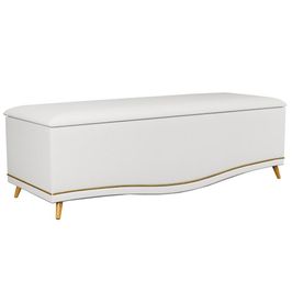 Calçadeira Baú King 195cm com Tachas Imperial J02 Sintético Branco - Mpozenato