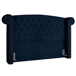 Cabeceira Cama Box Casal 140cm Provença P02 Veludo Azul Marinho - Mpozenato
